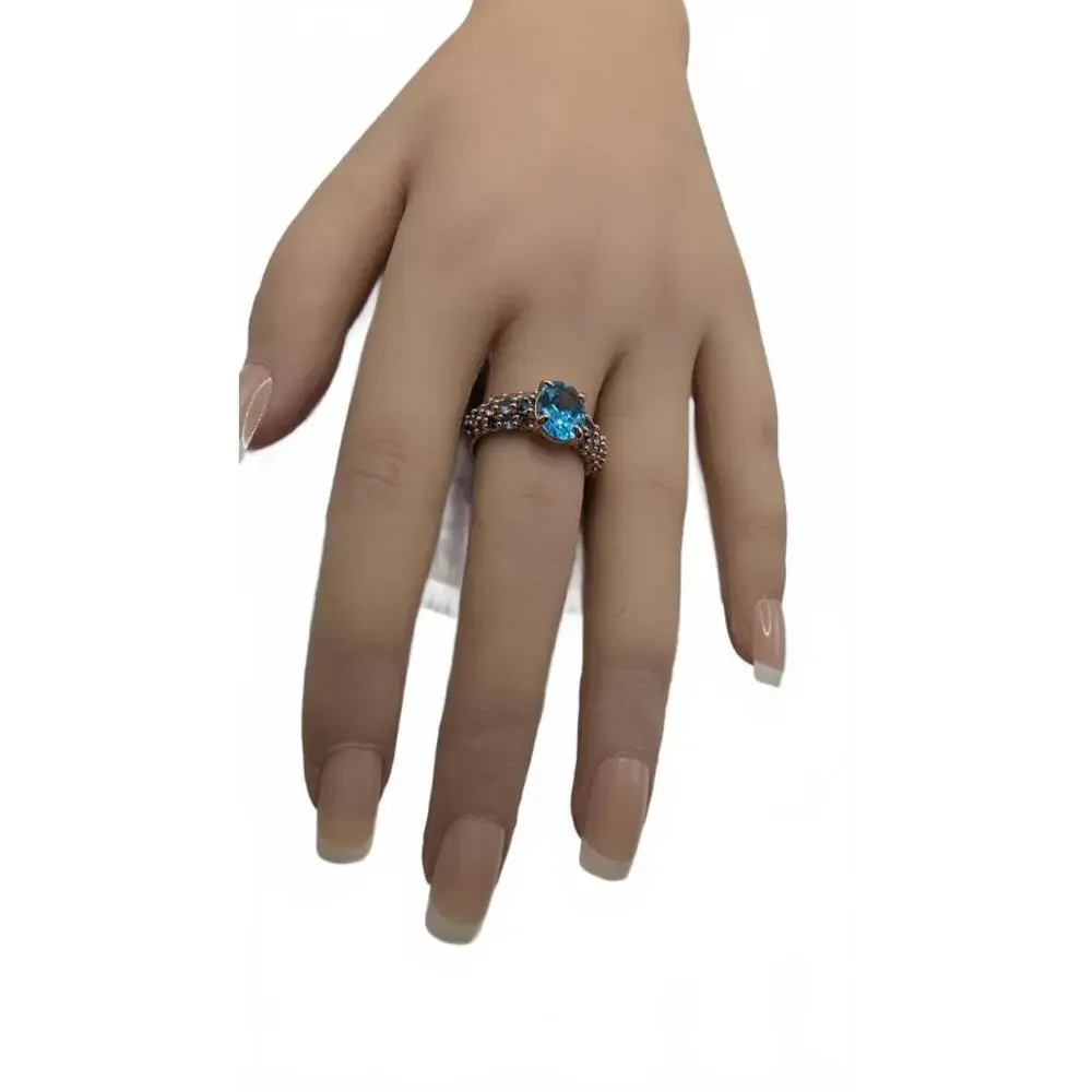 Elegant Blue Topaz Ring with Silver Accents Size 7 - Picture 7 of 7